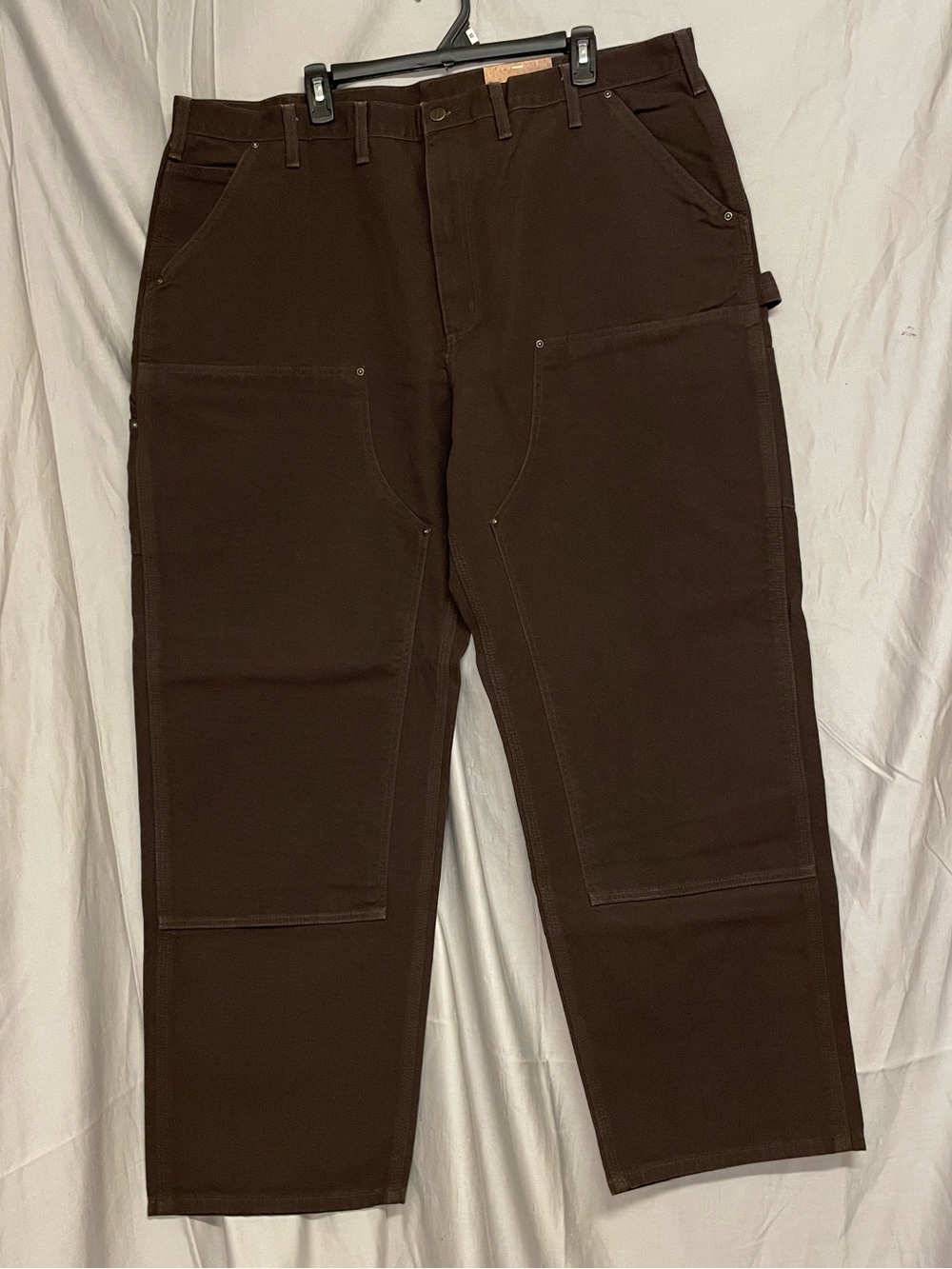 NWT Carhartt Dark Brown Washed Duck Double-Front Work Dungaree